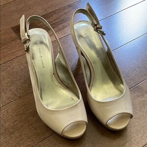 Etienne Aigner Women's Cream Peep-Toe Slingback Heels